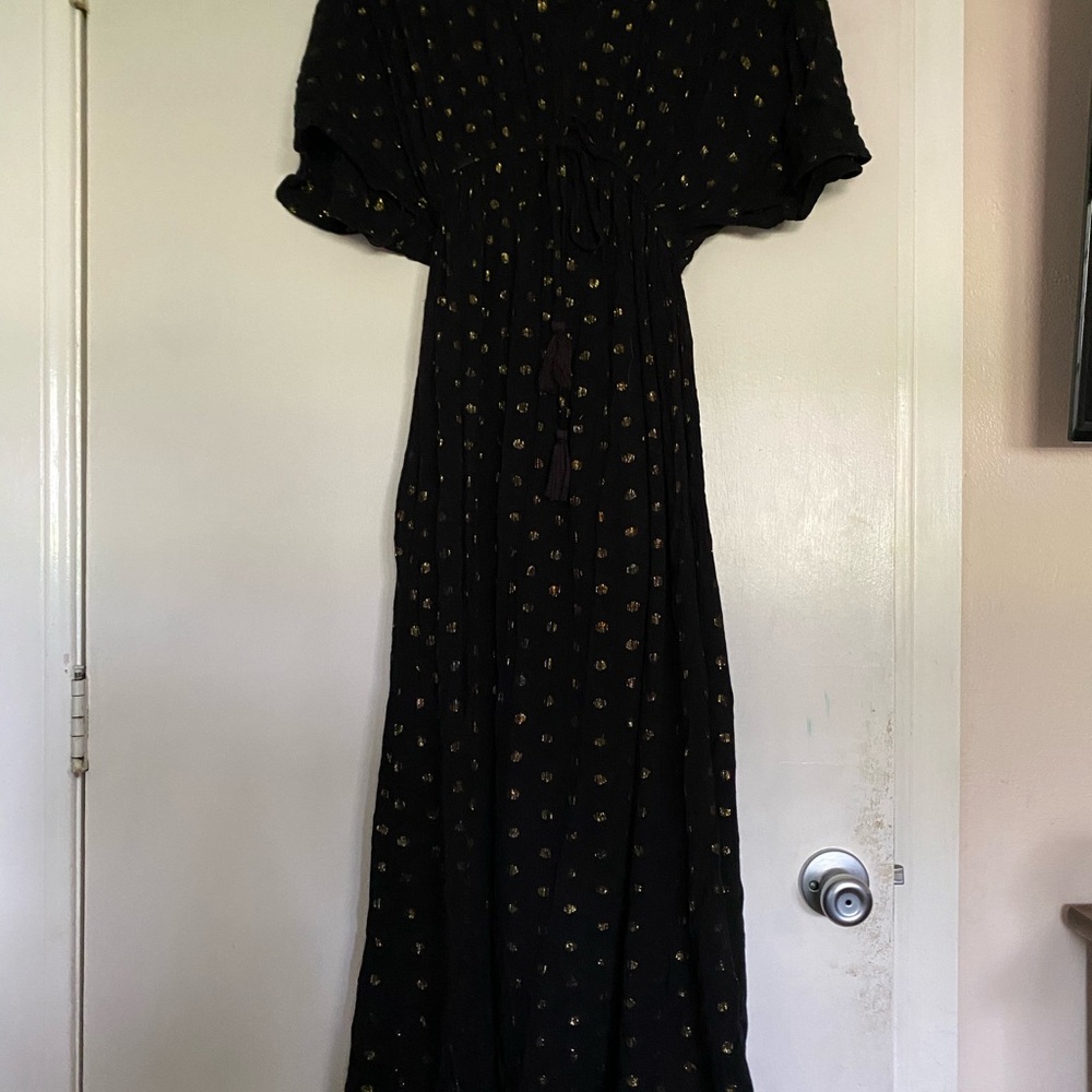 Cost Plus World Market Black and Gold Maxi Dress